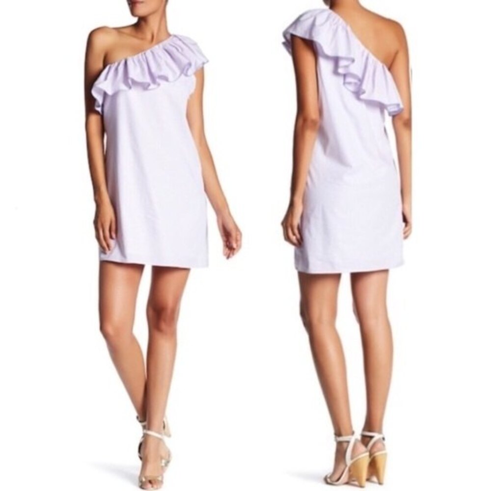 Parker Stripe One-Shoulder Dress in Cotton Candy Stripe Dress S NWOT